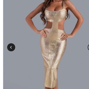 Metallic midi length cutout dress